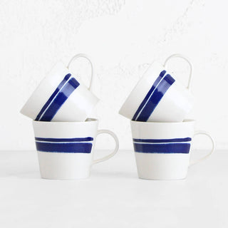 ROYAL DOULTON  | PACIFIC MUG BUNDLE X4  |  400ML  |  WHITE + BLUE BRUSH