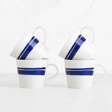 ROYAL DOULTON  | PACIFIC MUG BUNDLE X4  |  400ML  |  WHITE + BLUE BRUSH