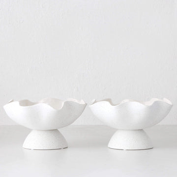 RIPPLE WHITE PEDESTAL BOWL BUNDLE X2  |  30CM  |  CERAMIC