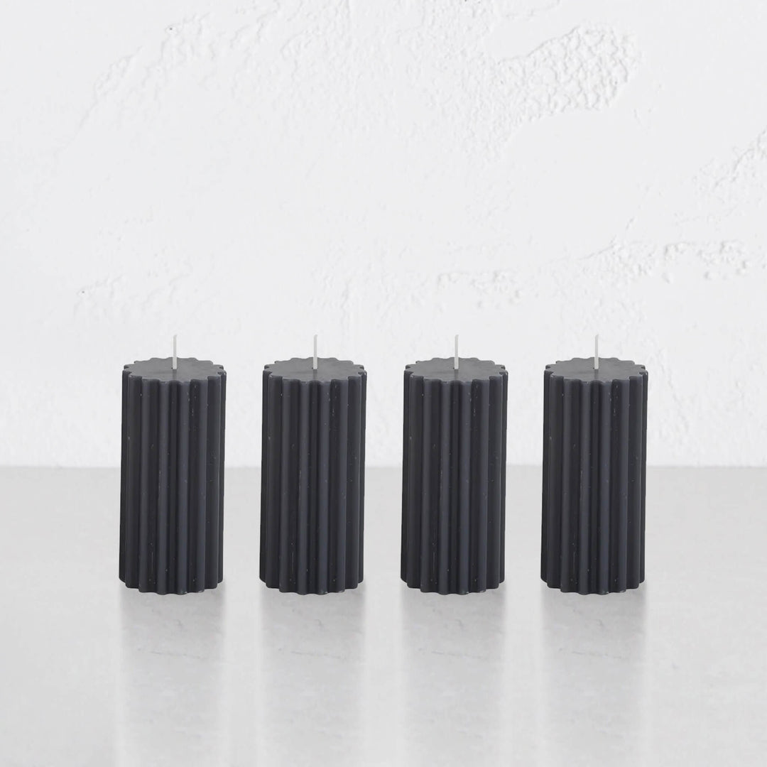 Ripple pillar candle dark blue bundle of 4