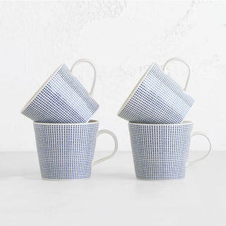 ROYAL DOULTON  |  BLUE DOTS MUG  |  BLUE + WHITE SET OF 4
