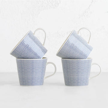 ROYAL DOULTON  |  BLUE DOTS MUG  |  BLUE + WHITE SET OF 4