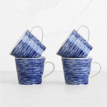 ROYAL DOULTON  |  PACIFIC MUG BUNDLE X4  |  400ML  |  WHITE + BLUE TEXTURE