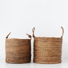 SEAGRASS BASKET WITH ROPE TWIST HANDLE | SET OF 2 | NATURAL