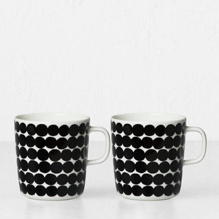 MARIMEKKO  |  SIIRTOLAP RASYMATTO COFFEE MUG 4DL |  BLACK + WHITE  |  SET OF 2