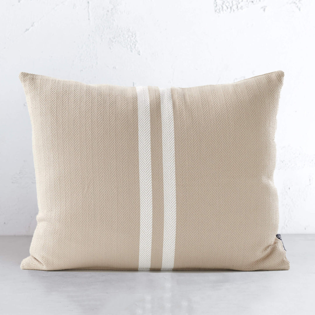 SIMPATICO CUSHION  |  50 x 60  |  BEIGE + WHITE STRIPE