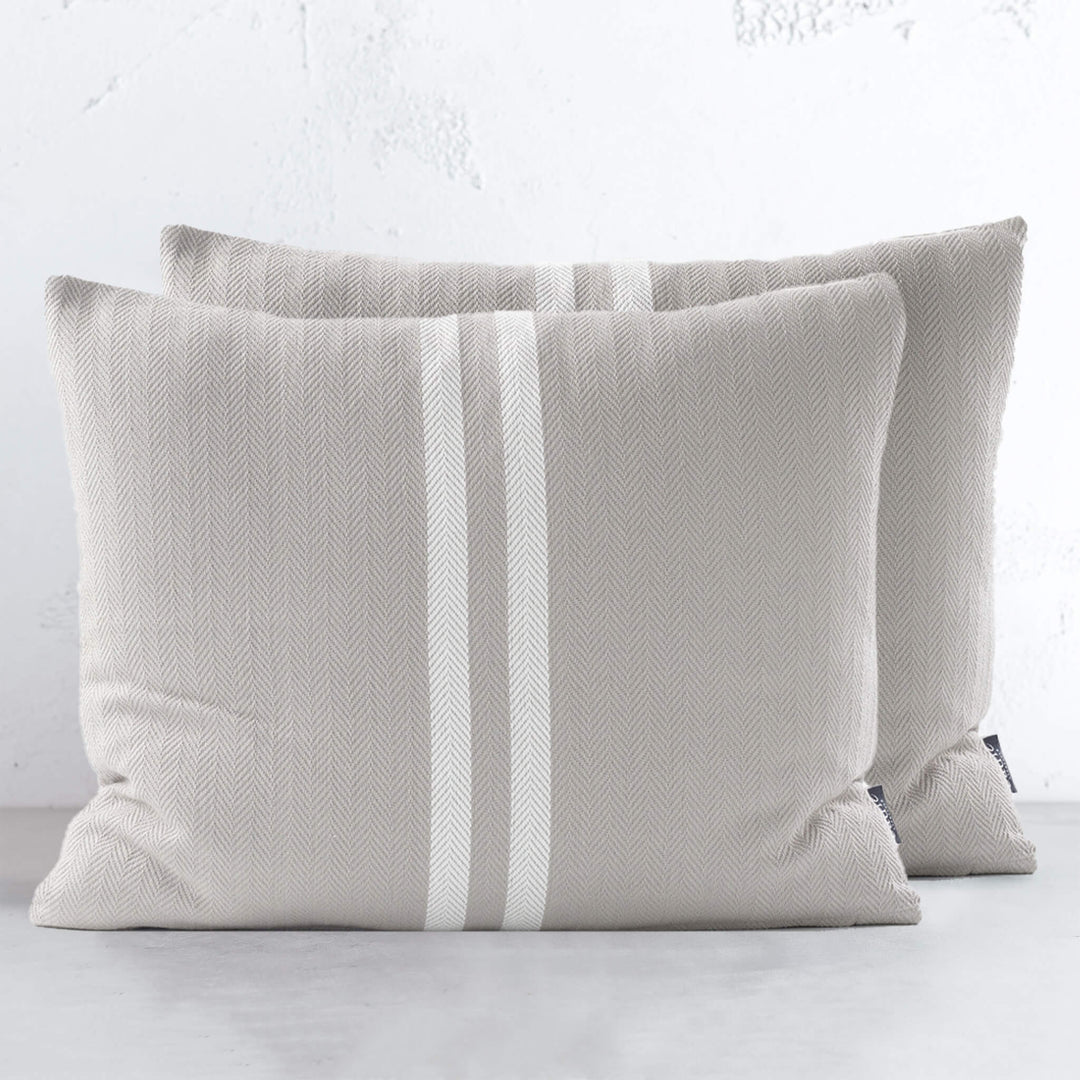 SIMPATICO CUSHION  |  50 x 60  |  LIGHT GREY BASE + WHITE STRIPE | BUNDLE X 2