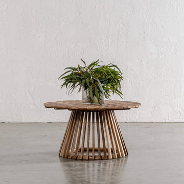 SORENSEN TEAK SLATTED ROUND COFFEE TABLE  |  82CM