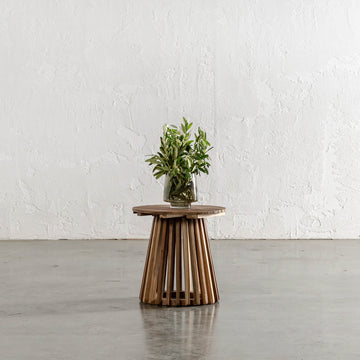 SORENSEN TEAK SLATTED ROUND SIDE TABLE  |  41CM
