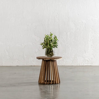 SORENSEN TEAK SLATTED ROUND SIDE TABLE  |  41CM