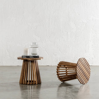 SORENSEN TEAK SLATTED ROUND SIDE TABLE  |  41CM