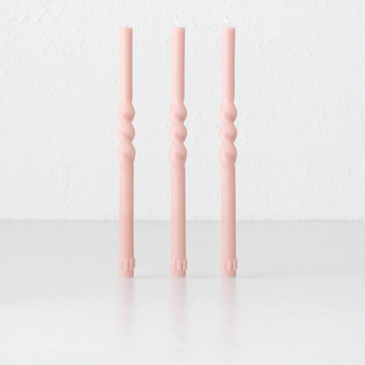 SPIRAL TAPER CANDLE BUNDLE  |  CLAY  |  SET OF 3