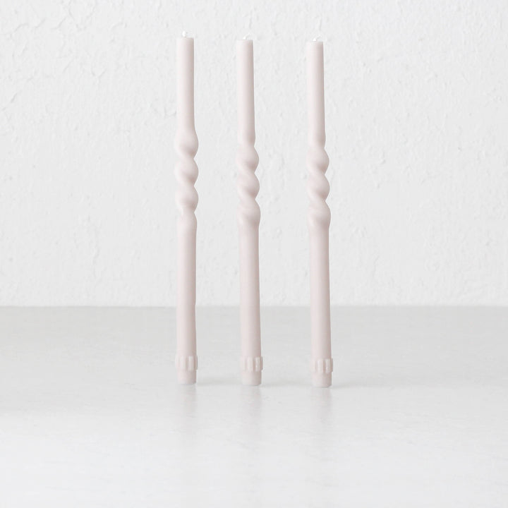 SPIRAL TAPER CANDLE BUNDLE  |  STONE  |  SET OF 3