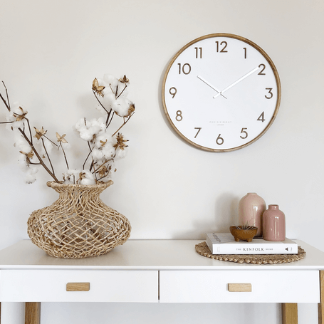 Scarlett silent wall clock White 35cm One Size Eight London Scandi apartment