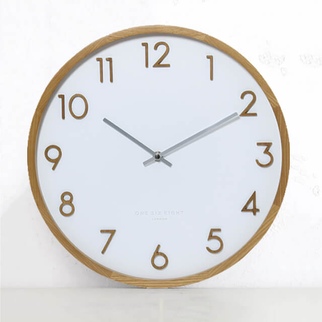 ONE SIX EIGHT LONDON  |  SCARLETT WALL CLOCK  |  WHITE & WOOD  |  50CM