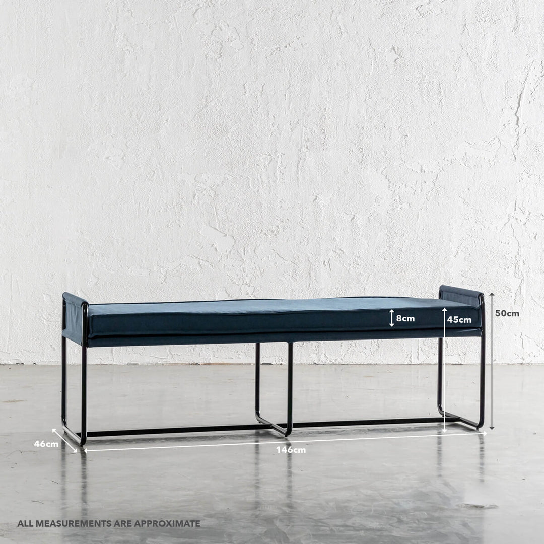 SEVILLA CONTEMPO BENCH W PIPED EDGING  |  DENIM BLUE