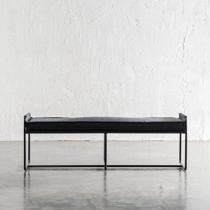 SEVILLA CONTEMPO BENCH W PIPED EDGING  |  CARBON ASH MARLE BLACK CANVAS MINIMAL