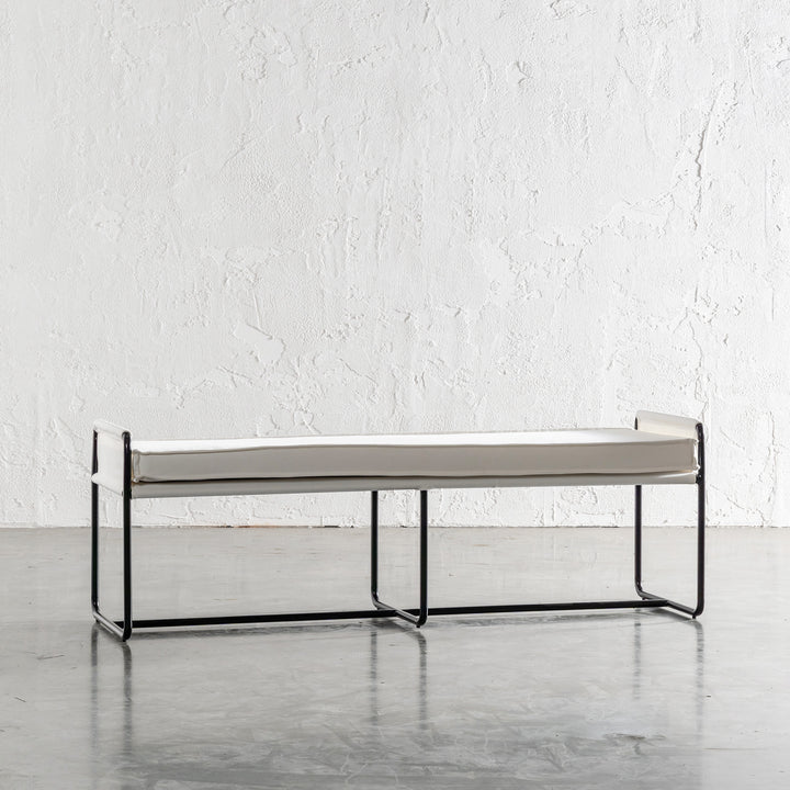 SEVILLA CONTEMPO BENCH W PIPED EDGING  |  POLAR WHITE MINIMAL