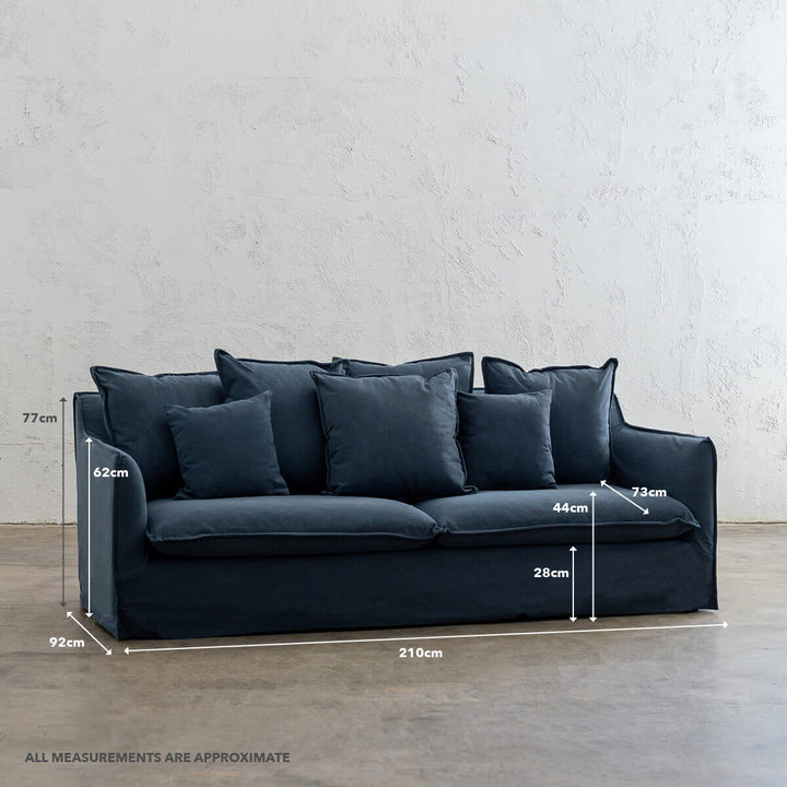 SEVILLA 3 SEATER SLIP COVER SOFA   |  MIDNIGHT DENIM