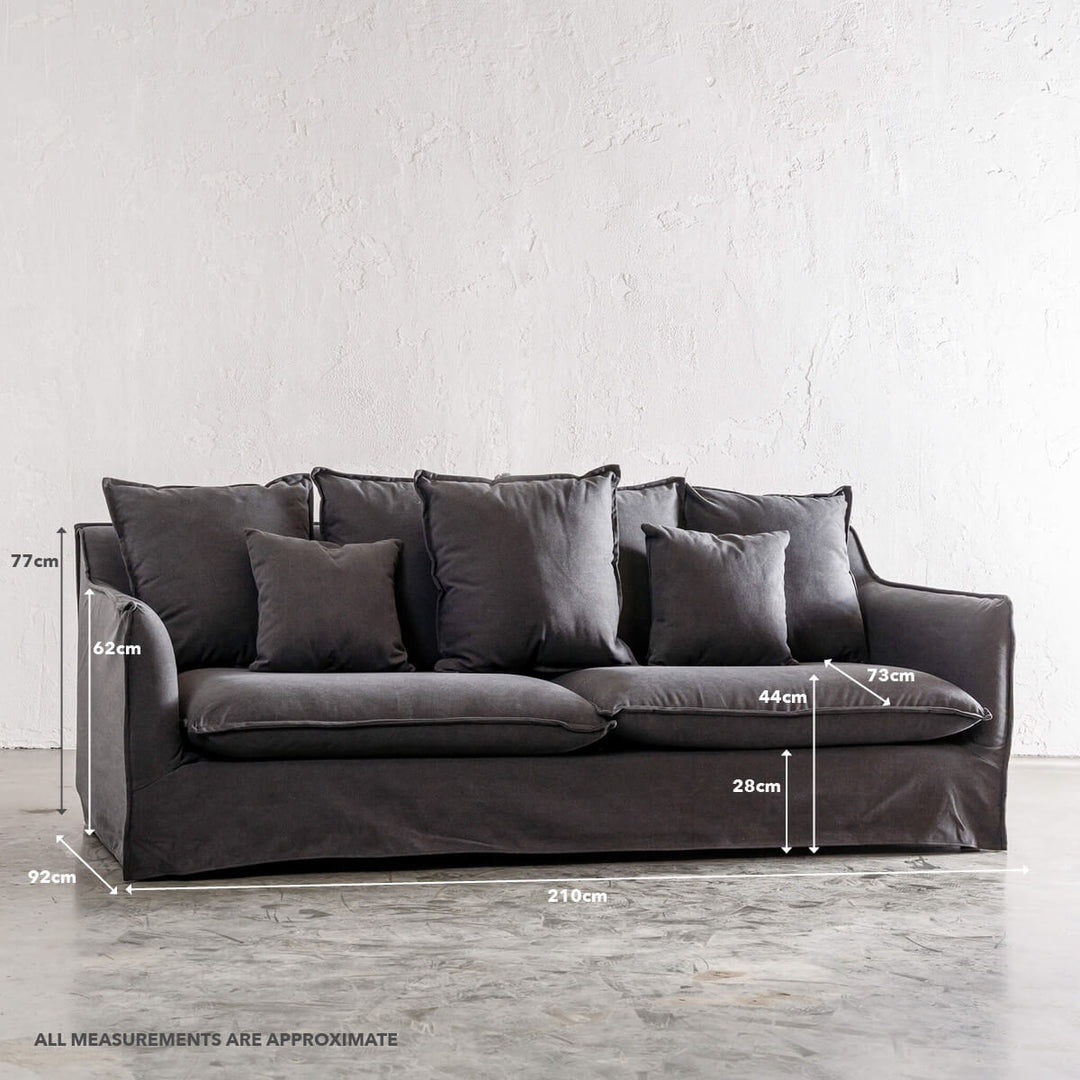 SEVILLA 3 SEATER SLIP COVER SOFA   |  CARBON ASH MARLE