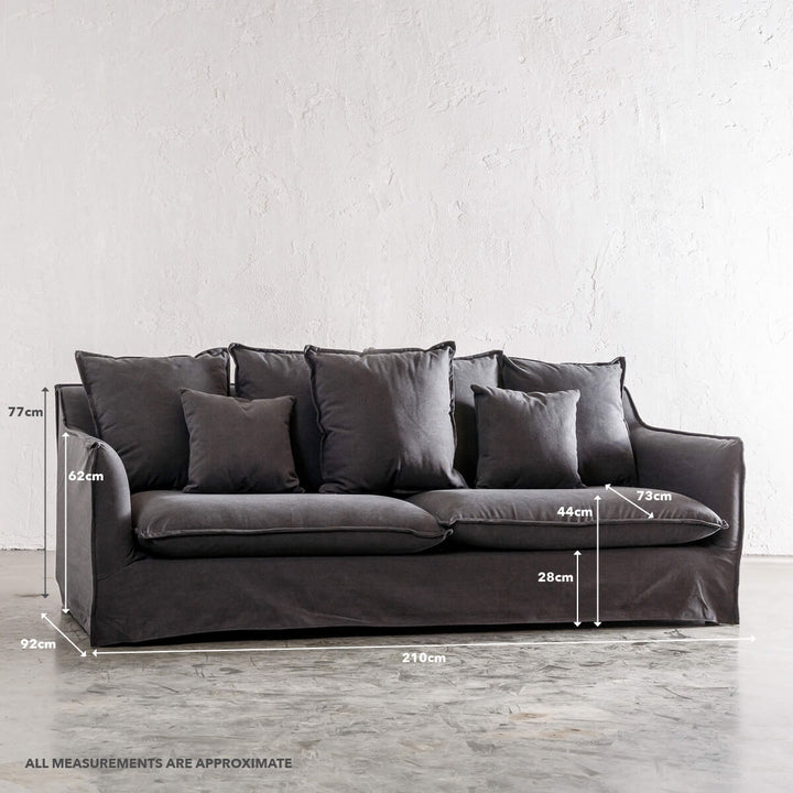 SEVILLA 3 SEATER SLIP COVER SOFA   |  CARBON ASH MARLE