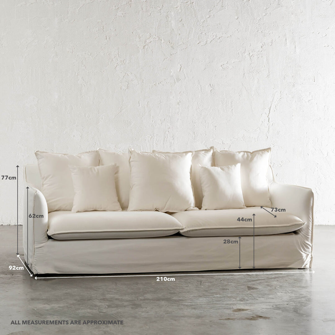 SEVILLA 3 SEATER SLIP COVER SOFA   |  POLAR WHITE