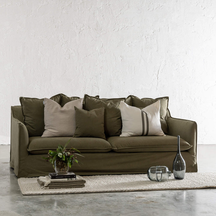 SEVILLA 3 SEATER SLIP COVER SOFA   |  BRACKEN GREEN