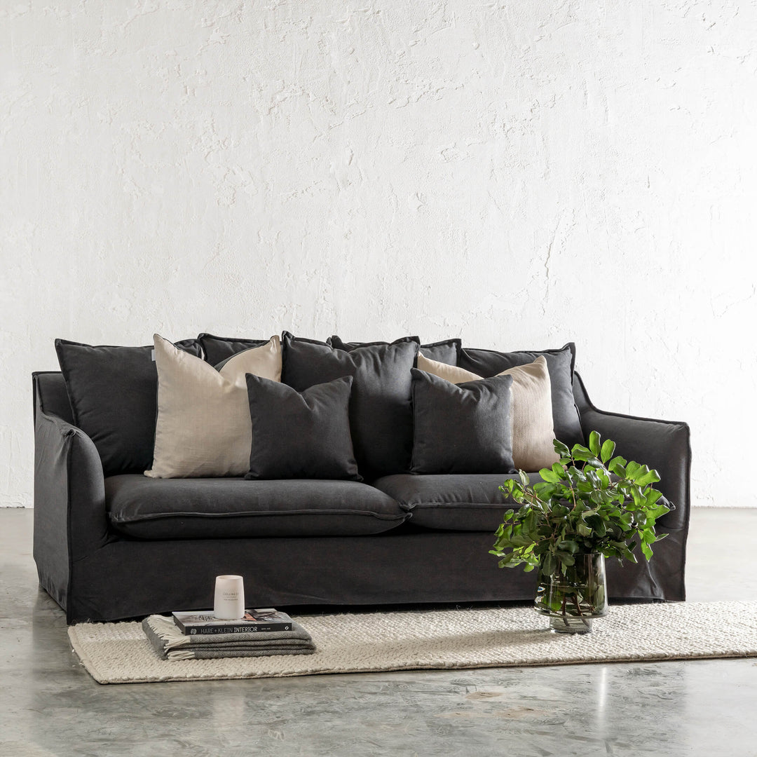 SEVILLA 3 SEATER SLIP COVER SOFA   |  CARBON ASH MARLE