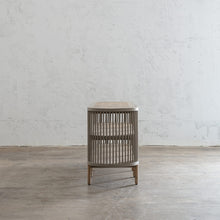 SILAS OPEN SLATTED SIDEBOARD CONSOLE CABINET  |  MAYA GREY END VIEW