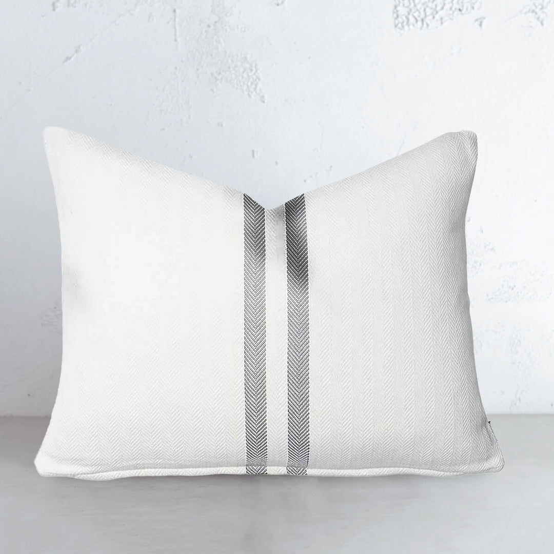 SIMPATICO CUSHION  |  50 x 60  |  WHITE + SILVER STRIPE