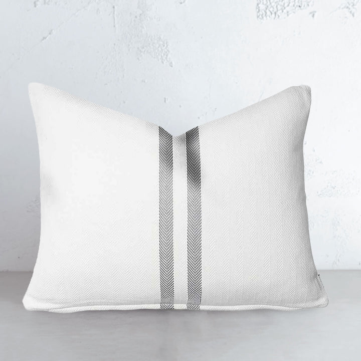 SIMPATICO CUSHION  |  50 x 60  |  WHITE + SILVER STRIPE