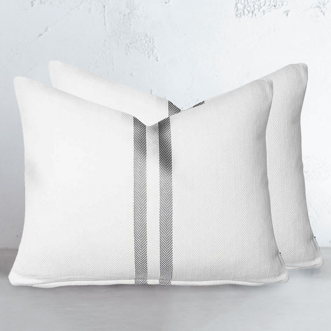 SIMPATICO CUSHION  |  50 x 60  |  WHITE + SILVER STRIPE | BUNDLE X 2