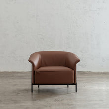 SOLANO MID CENTURY VEGAN LEATHER ARM CHAIR | TERRA BROWN  | FAUX LEATHER TUB CHAIR