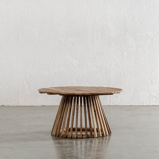 SORENSEN TEAK SLATTED ROUND COFFEE TABLE UNSTYLED  |  82CM