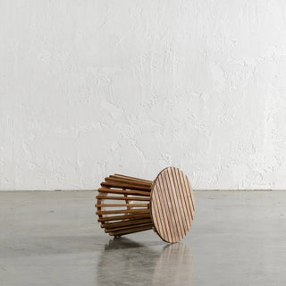 SORENSEN TEAK SLATTED ROUND SIDE TABLE UNSTYLED  |  41CM