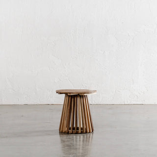 SORENSEN TEAK SLATTED ROUND SIDE TABLE  |  41CM