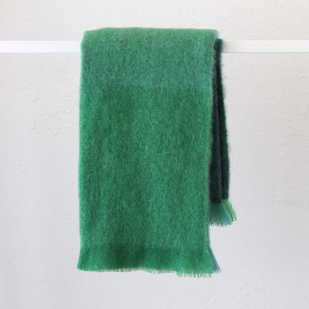 ST ALBANS MOHAIR THROW RUG | EMERALD