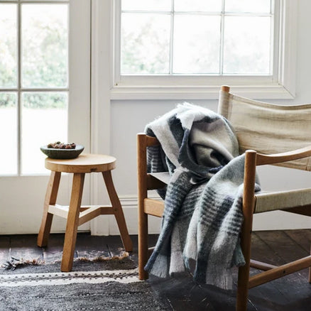 ST ALBANS MOHAIR THROW RUG  |  FLINDERS BLUE GREY  |  WINTER BLANKET