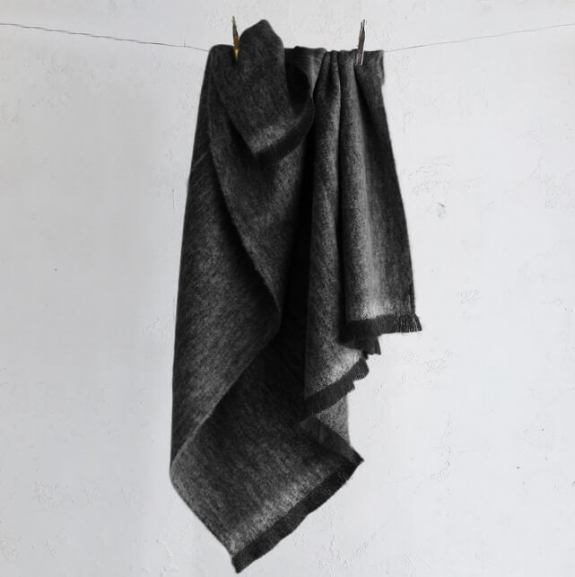 ST ALBANS MOHAIR THROW RUG  |  MAGGIE CHARCOAL