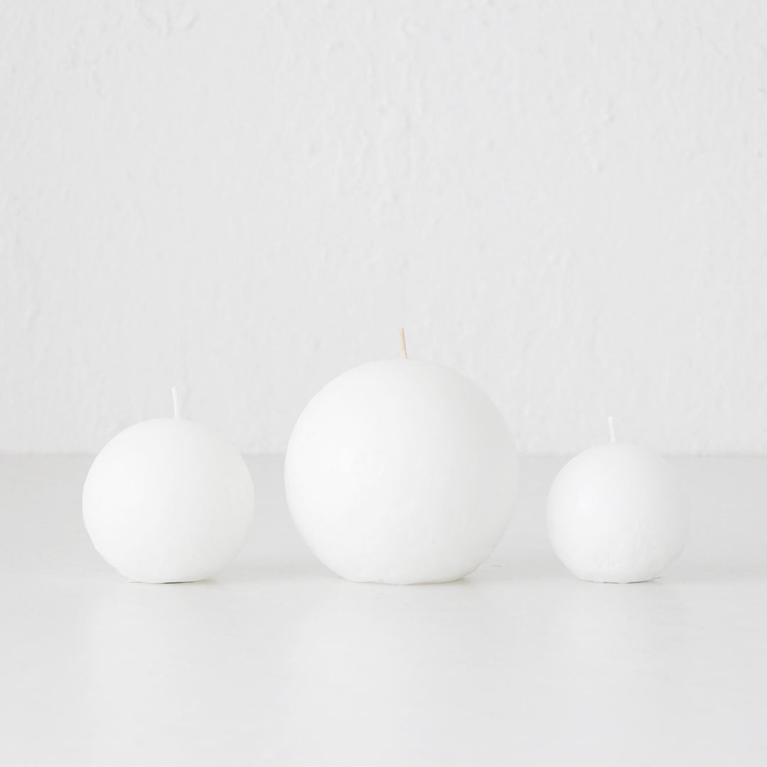 TEXTURED SPHERE CANDLE  |  SET OF 3  |  PURE WHITE