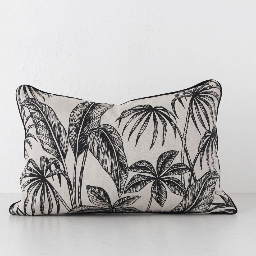 TAHITI CUSHION  |  40 x 60 |  BLACK + LINEN