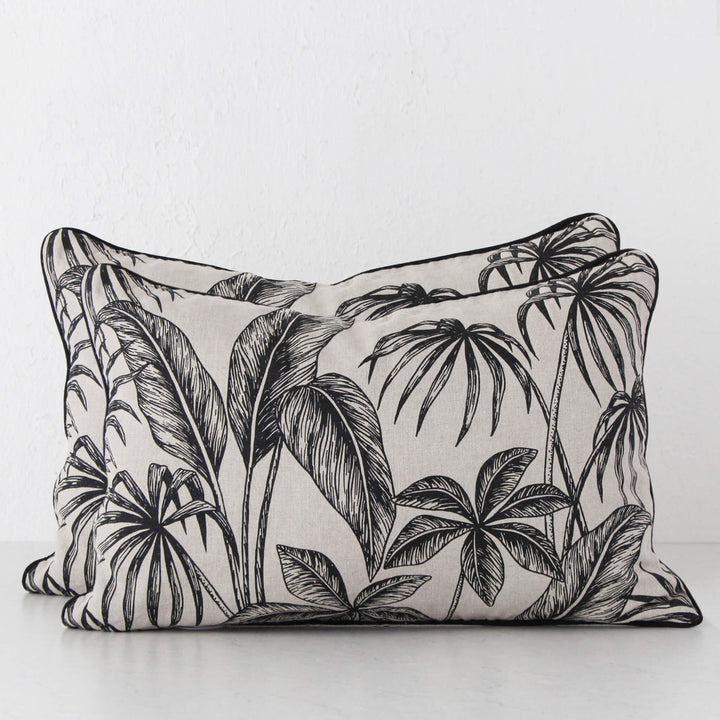 TAHITI CUSHION BUNDLE X2  |  40 x 60 |  BLACK + LINEN