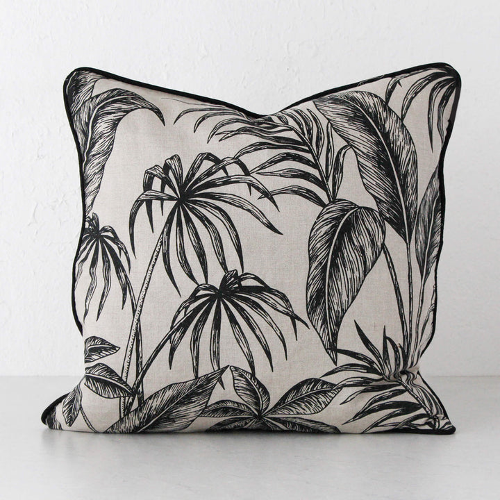 TAHITI CUSHION   |  55 x 55  |  BLACK + LINEN