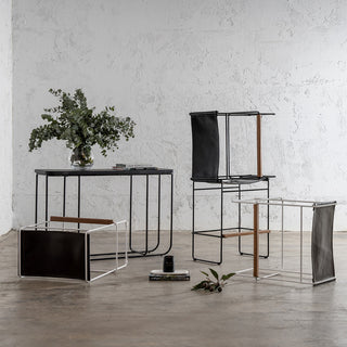 TARO EXPRESSO LEATHER BAR CHAIR  |  WHITE STEEL FRAME  |  BUNDLE X 2 STYLED