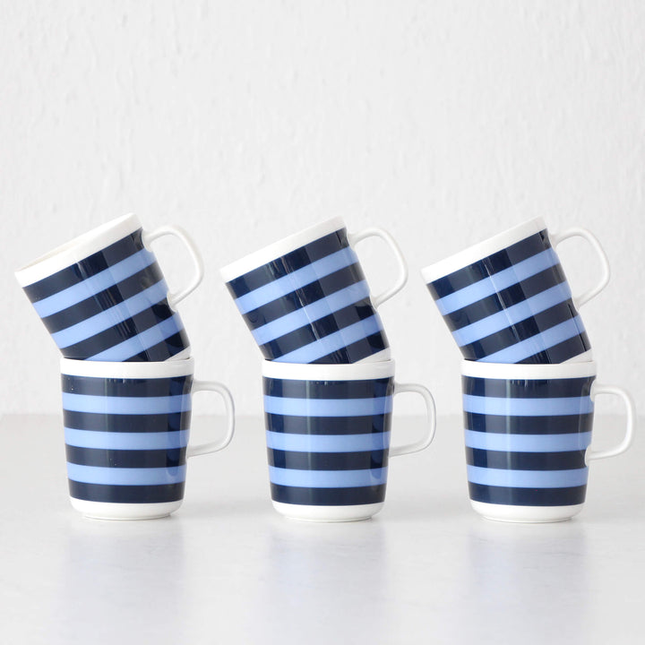 MARIMEKKO  |  TASARAITA COFFEE MUG 2.5DL  |  BLUE STRIPE  |  SET OF 6