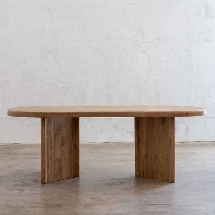 TRION INDOOR ROUNDED TEAK DINING TABLE | UNSTYLED