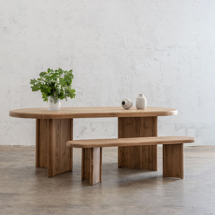 35% FINAL SALE  |  LAST FEW  |  TRION INDOOR ROUNDED TEAK DINING TABLE  |  220CM