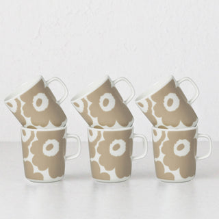 MARIMEKKO  |  UNIKKO COFFEE MUG 2.5DL  |  BEIGE + WHITE  |  SET OF 6