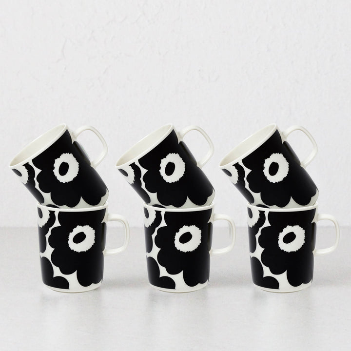 MARIMEKKO  |  UNIKKO COFFEE MUG 2.5DL   |  BLACK + WHITE  |  SET OF 6