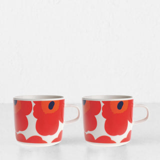 MARIMEKKO  |  UNIKKO COFFEE MUG 2DL  |  WHITE + RED  |  SET OF 2